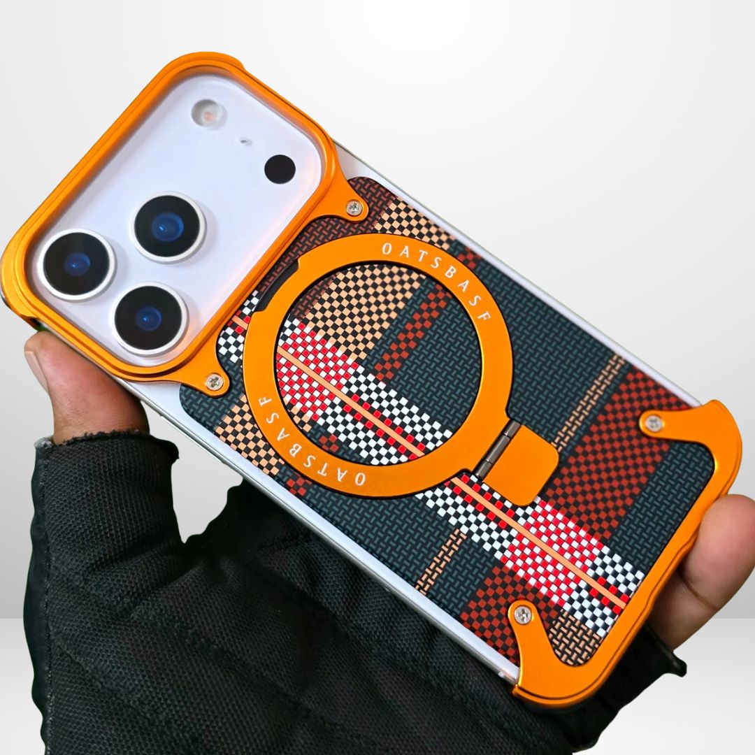 Frameless Metal + Leather Magnetic MagSafe Stand Case for iPhone 17Pro/Pro Max